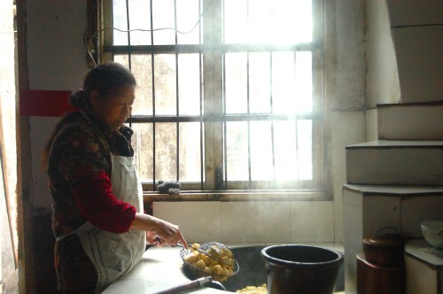 cooking tofu - woman